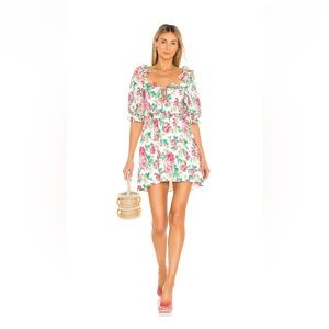 For Love & Lemons | Imogen Mini Dress in Ivory | Size Small
